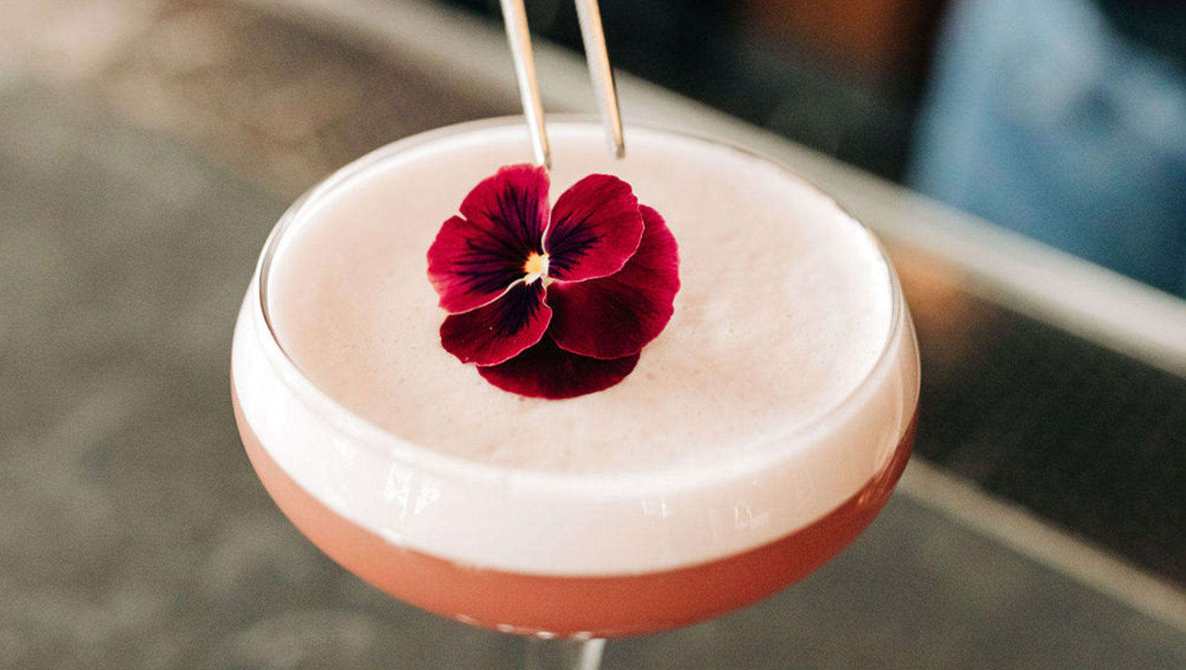 Pink floral cocktail at The Katharine