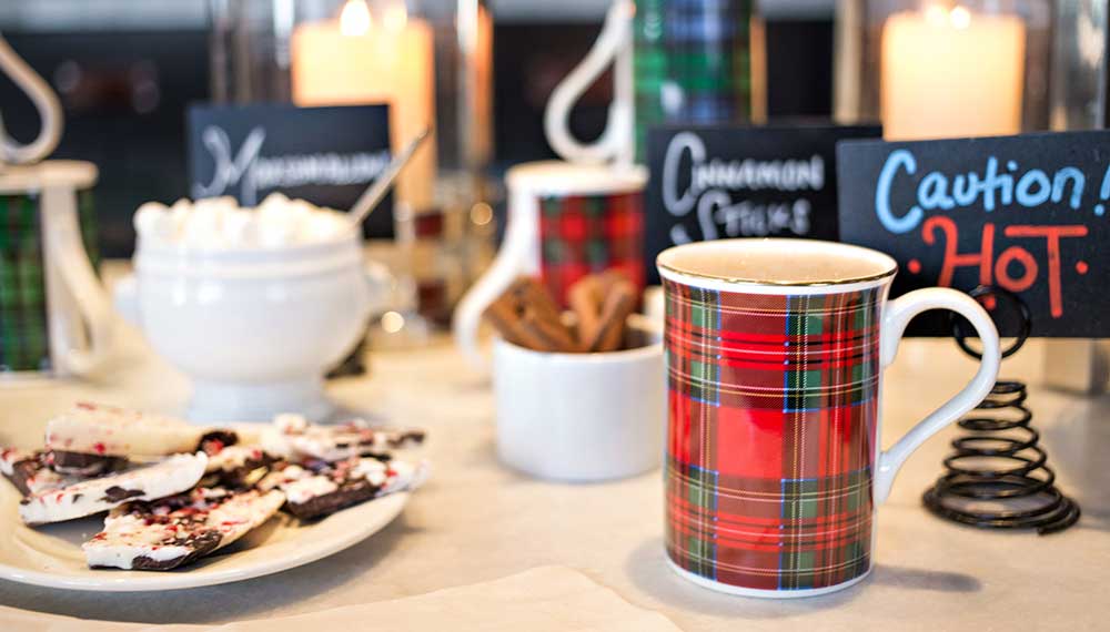 hot chocolate bar in the Cardinal lobby